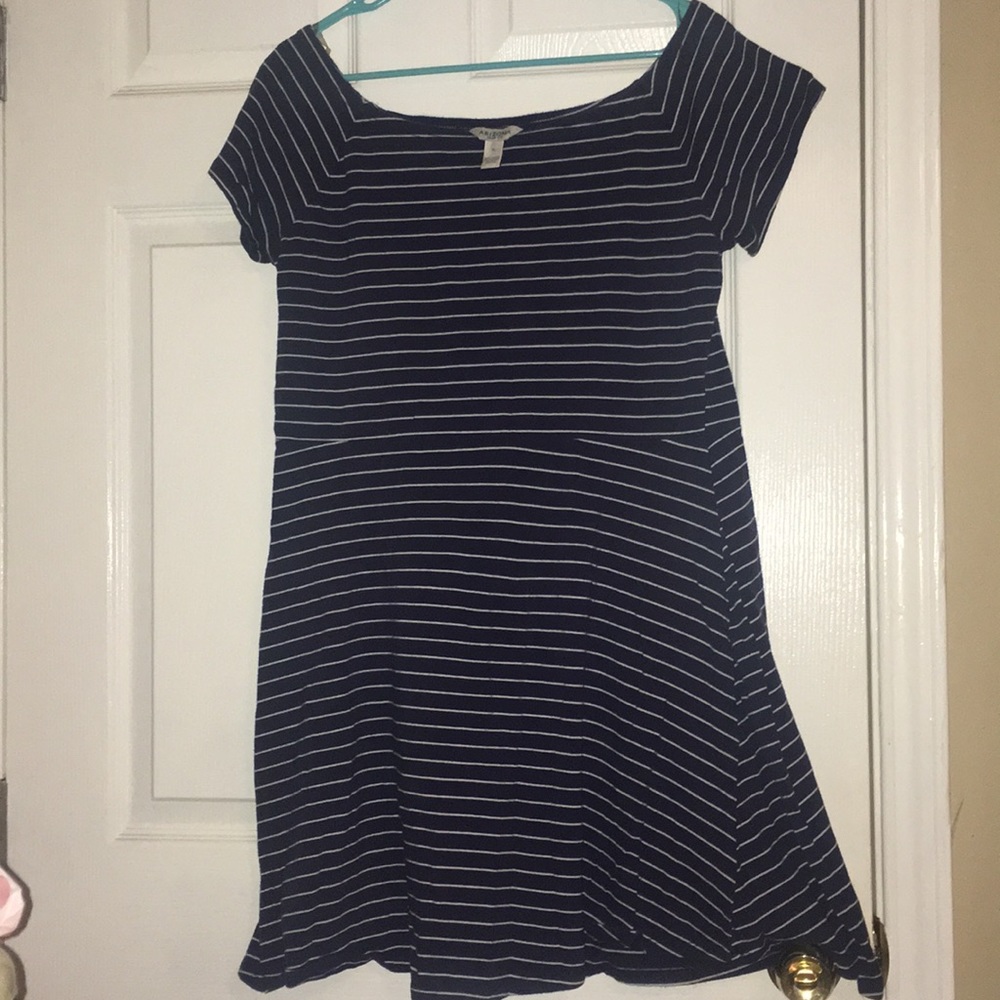 Navy and White Stripped Jersey Dress